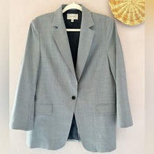 Jigsaw Wool Blend Check Print Blazer Jacket Size 10