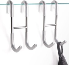 NINETREX Shower Door Towel Hooks, Over Glass 2 Pack, Brushed Nickel