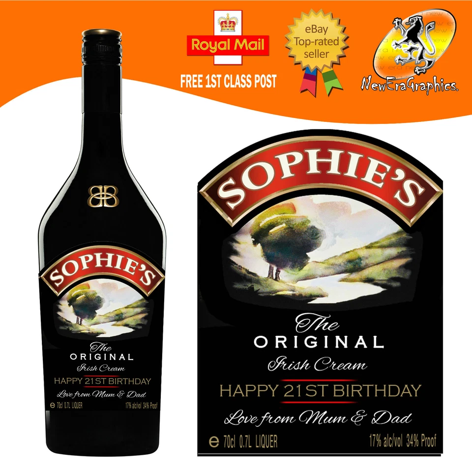 PERSONALISED LIQUER IRISH CREAM BOTTLE LABEL BIRTHDAY ANY OCCASION GIFT