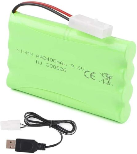 2Pack 9.6V 2400mAh NiMH AA Rechargeable Battery with USB Cable for RC Car Truck - Picture 2 of 12