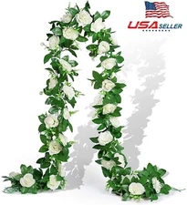 7.5 Ft  Garland Wall Silk Artificial Hanging Rose Flowers Vine Wedding Decor USA