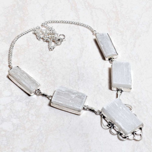 Collar étnico de piedras preciosas de selenita hecho a 48 gms AN 86716 | eBay