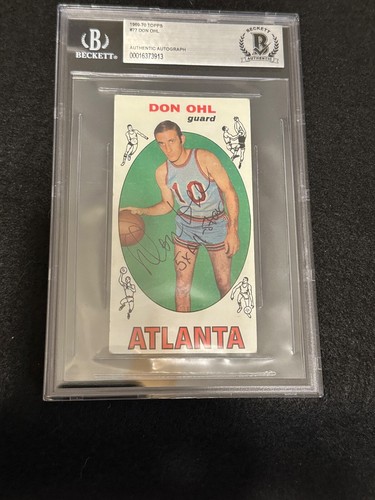 1969 Topps DON OHL ATLANTA HAWKS Autographed Beckett Authentic