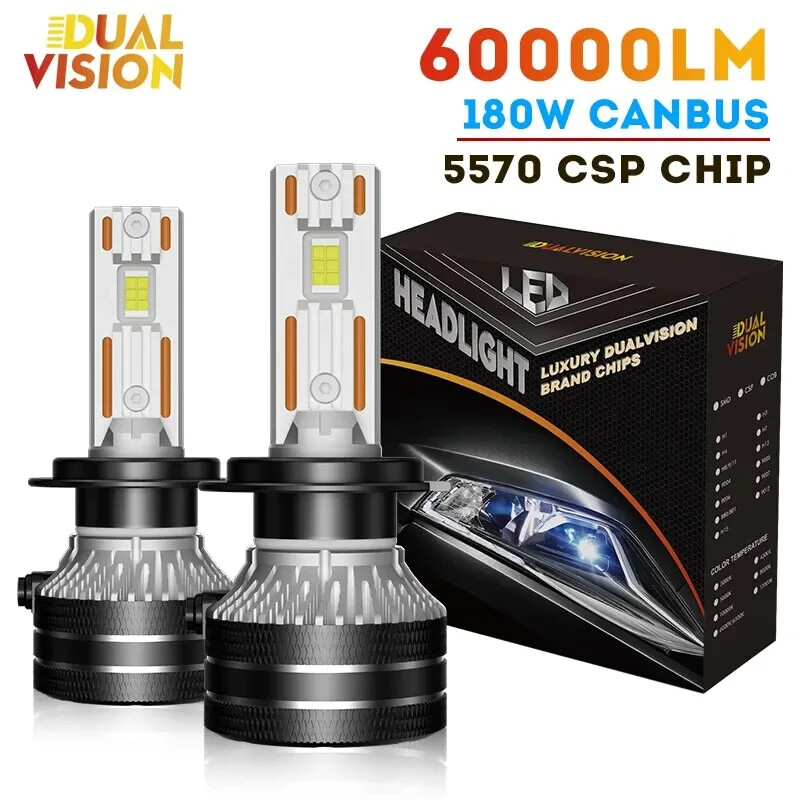 K5C H7 LED 60000LM Headlights Canbus 8000K H1 H4 H11 9012 HIR2 H8