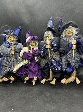 VTG GANZ FLYING WITCHES ON BROOMSTICK HALLOWEEN SET OF 4 WITCHES NEW