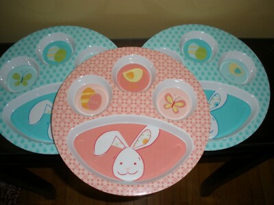 Lot of Target Easter 2010 Melamine Divided Plates Pink Green