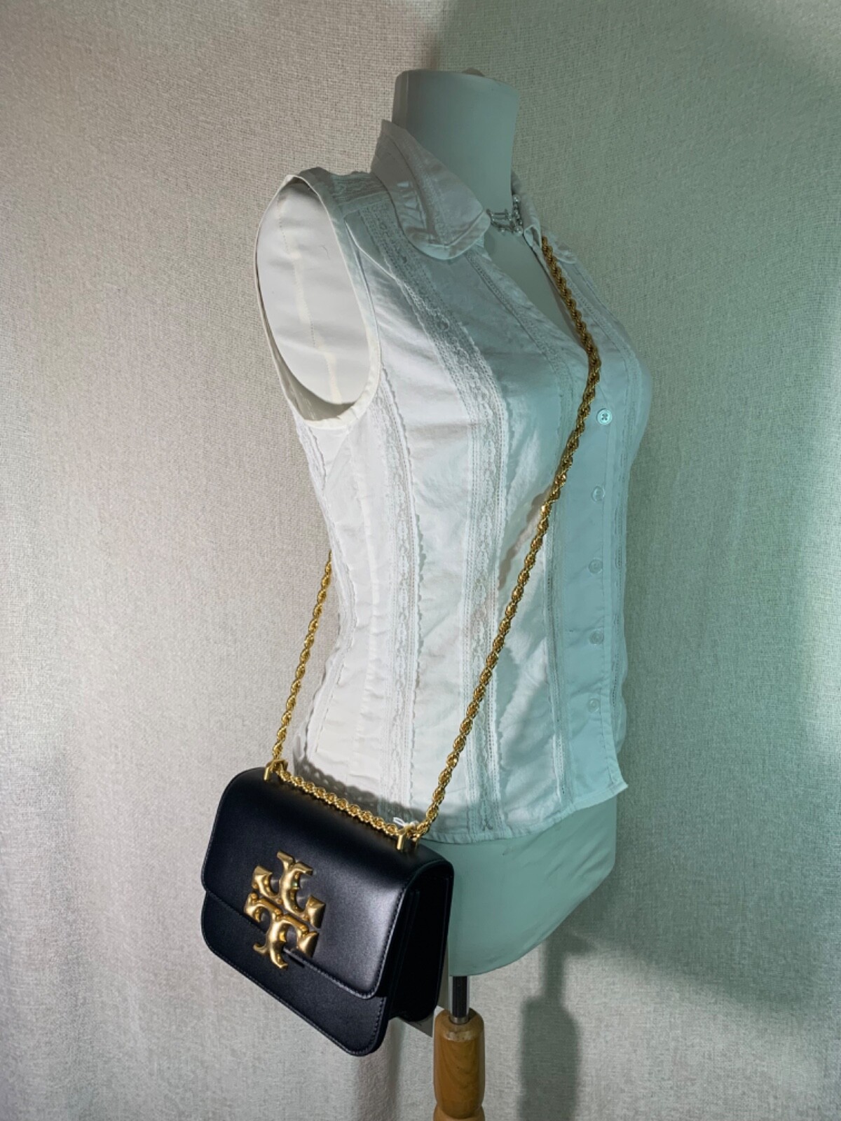 NWT Tory Burch Black Eleanor Small Convertible Shoulder Bag $668