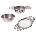 Teaology Vintage Stainless Steel Tea Strainer With Drip Bowl Quality Side Handle