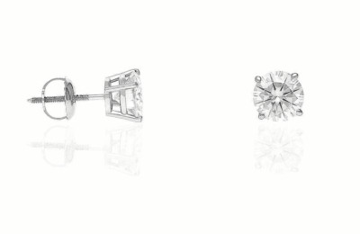 2Ct Stud Earrings Brilliant Cut Moissanite 14k White Gold FL/D GRA Certified 7mm