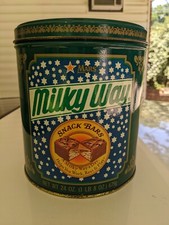 Vintage Milky Way Mars Snack Candy Bar Collectible 32oz Metal Tin Canister 7.5"