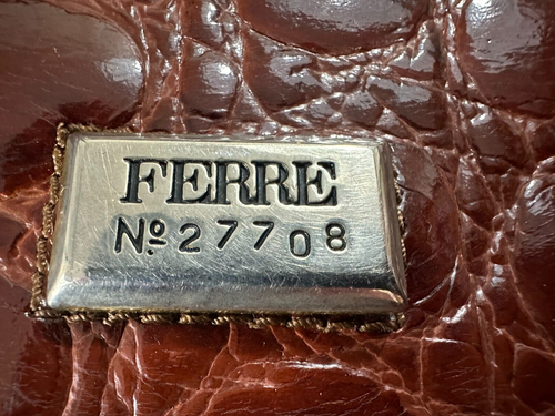 Gianfranco Ferre Brown Leather Crocodile Shoulder Bag Handbag vintage - Picture 3 of 6