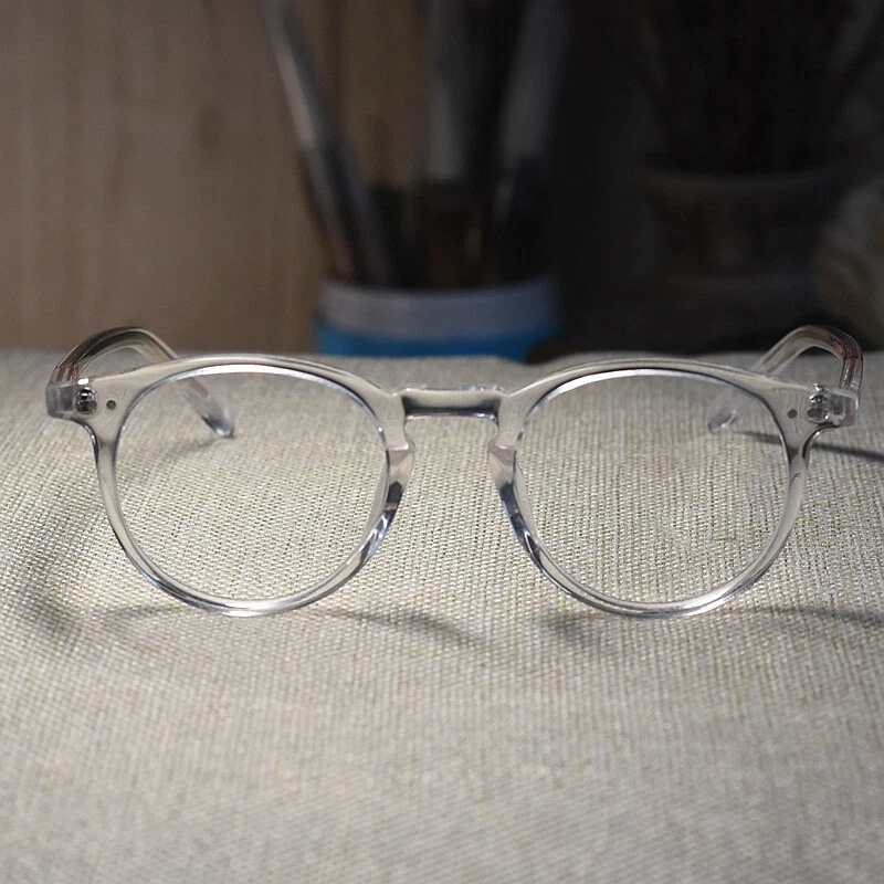 Round clear acetate eyeglass frames men crystal acetate glasses