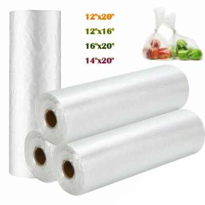 350 Bags/Roll Plastic Produce Bag Kitchen Bread Grocery Vegetables Clear Bag US