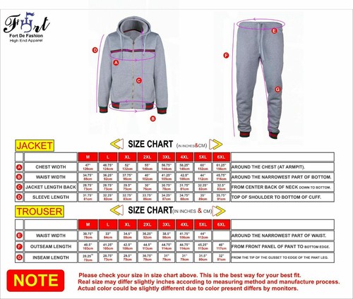 Men's Athletic Full Zip Warm Jogging Fleece SweatSuits 2 Pieces Sets Hoodie New - Picture 11 of 12