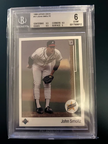 1989 Upper Deck #17 John Smoltz Rookie / Strong BGS 6 EX-MT/ Subs=9.5, 8.5, 5
