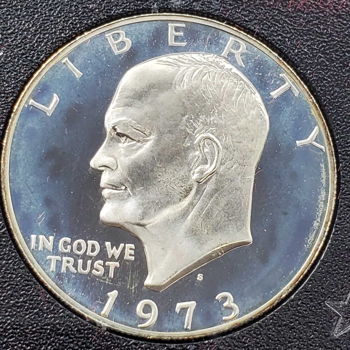 1973 S $1 Eisenhower Brown Ike 40% Proof Silver Dollar OGP DCAM