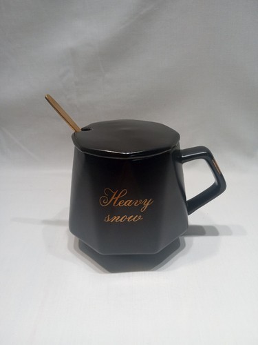Luxury Diamond Trace Gold Ceramic Mug Coffee Cup/Tea Cup (Black)