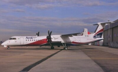Arik Air Dash DHC 8 Q400 5N-BKV @ Maastricht 2009 - postcard