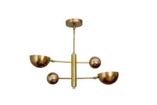 4 Light Curved Shades Pendant Mid Century Modern Raw Brass Sputnik chandelier