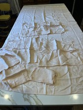 Light Pink Linen Tablecloth 73" X 56" and 8 napkins set - Damask Pattern
