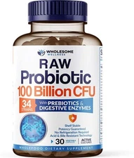 Wholesome Wellness Organic Probiotics 100 Billion CFU - Shelf Table 30 Servings