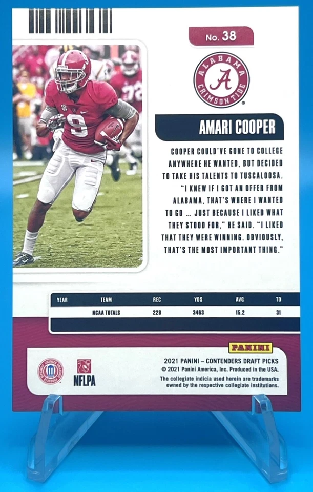 2021 PANINI CONTENDERS DRAFT PICKS #38 AMARI COOPER RC BOWL TICKET SILVER /49 SP - Image 2 of 2