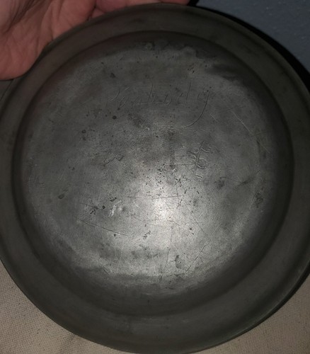 ANTIQUE 1700s PEWTER PLATE ENGRAVED ON BACK "PEABODY" ESSEX COUNTY MASS. vafo - Picture 14 of 18