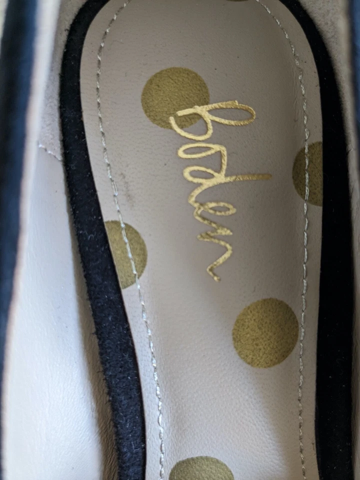 Boden Womens Shoes UK 4 Black Bow Tie Real Leather Suede UNWORN with Labels - Image 3 of 4