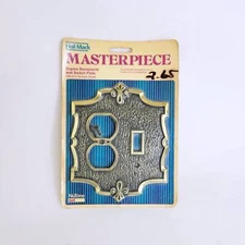 Vintage Duplex Receptacle and Switch Plate - Metal Antique Brass - Hall Mack