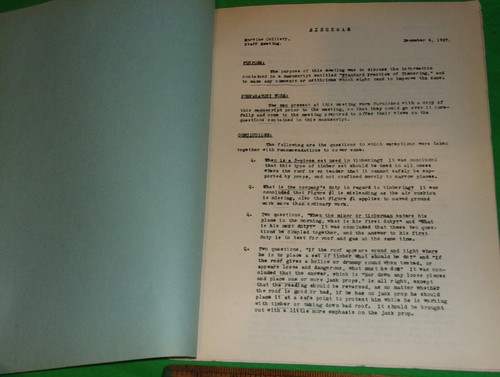 Minutes of Staff Meeting Marvine Colliery Dec. 6, 1927 Scranton, PA Coal Mining - Picture 2 of 5