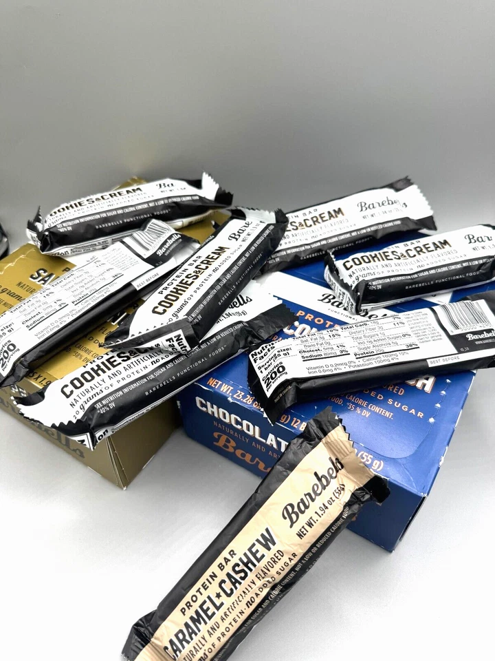 48 ASSORTED FLAVOR BARBELLS PROTEIN BARS 20G COOKIES CREAM PEANUT BUTTER - Image 2 of 3