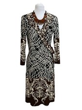 Sunny Leigh Ruffle Front Long Sleeve Wrap Dress Women's Size S Multicolor