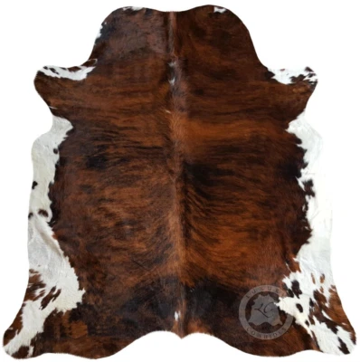 LUXURY COWHIDES Real Cowhide Rug Brindle Tricolor - Size 6x6’