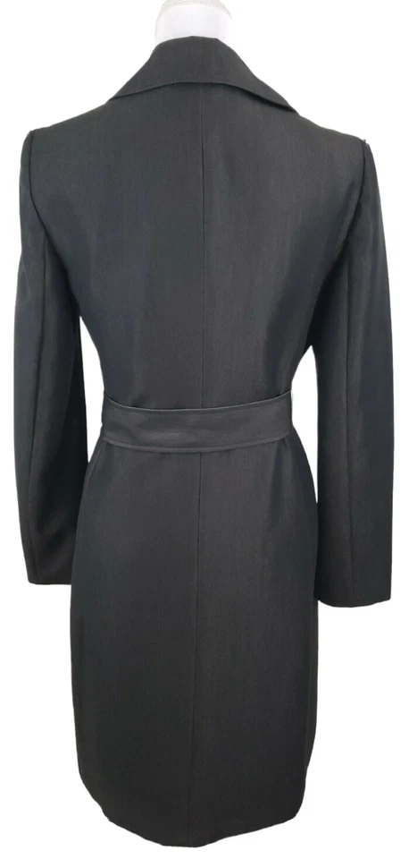 NINE WEST~Woman Size 2~ Black/Gold Trench Coat  Button Up, Belted. - Image 3 of 4