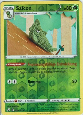Pokemon Karte SWSH02 Clash der Rebellen Nr. 2/192 Safcon Reverse Holo deutsch