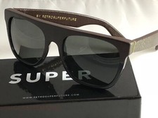 RetroSuperFuture Flat Top Leather Acetate Frame Sunglasses 862 NIB