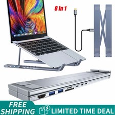 Laptop Docking Station Universal Laptop Stand 8 in 1 USB C Hub, Plug and Play AE