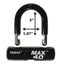 Trimax MAX40 Short Shackle U-Lock Motorcycle Disc Rotor Cable Lock w/ PVC Sleeve