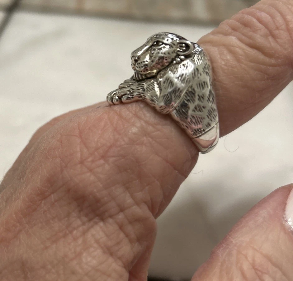 Anillo Jai John Hardy Leopardo Plata Esterlina Gato Citrino Animal Figura Talla 9 Foto 4 de 4