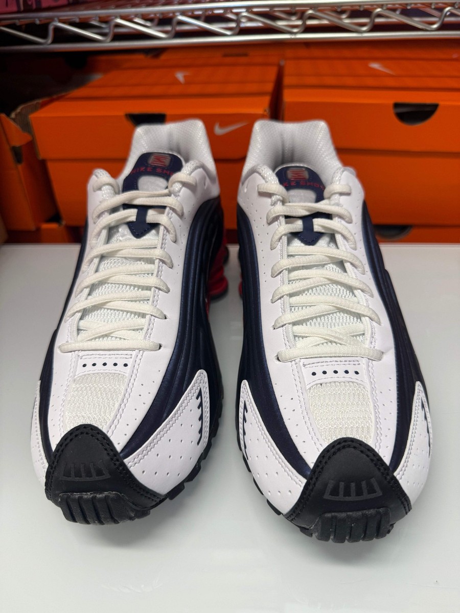 Nike Men's Shox R4 Shoes USA Blue White Red HQ1988-400 | eBay