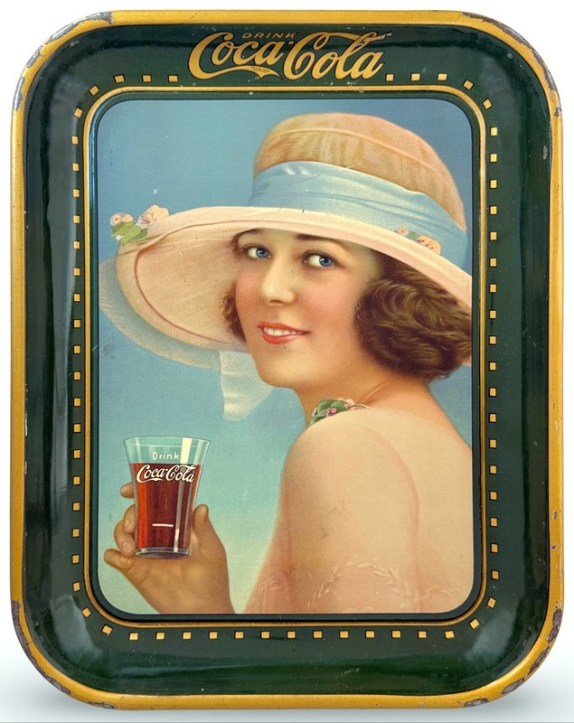 ORIGINAL 1922 COCA COLA "SUMMER GIRL" Beach Lithographed Tin Advertising Tray