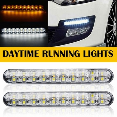 2x 7.5'' DRL LED Daytime Running Fog Light White Turn Signal Lamp Amber Universal
