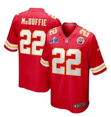 Kansas City Chiefs Trent McDuffie #22 Red Super Bowl LVIII Jersey Men's 2XL XXL