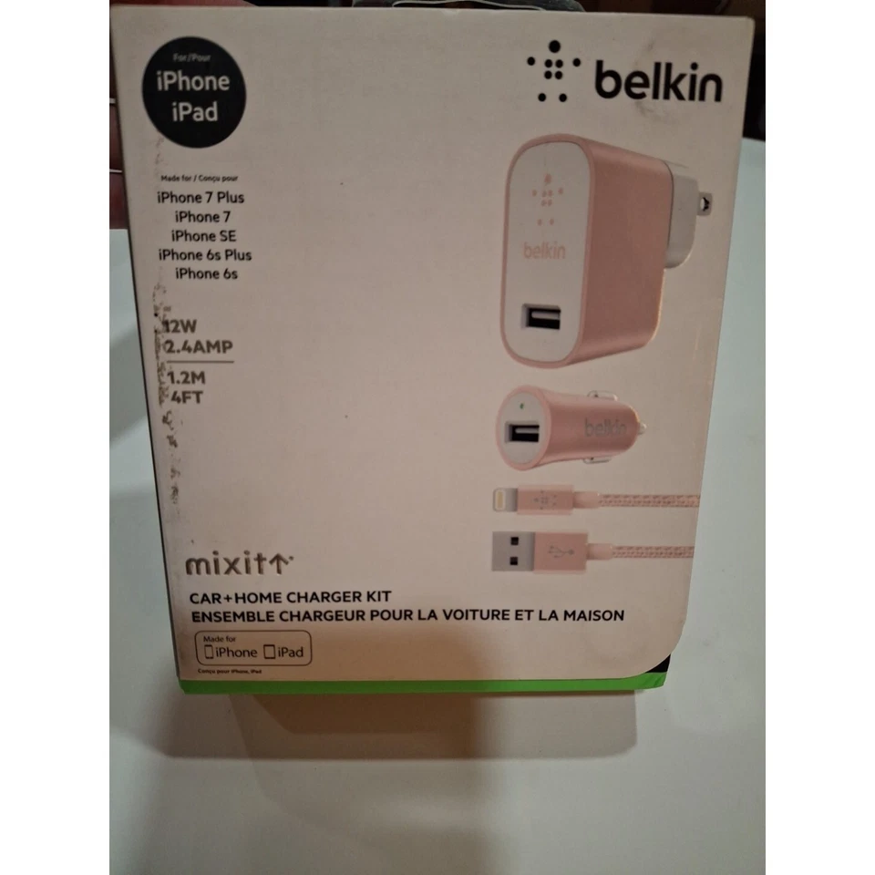 Kit Cargador Cabezal de Pared Belkin Micro USB Coche Vehículo Oro Rosa Para Iphone/Ipad Foto 2 de 2