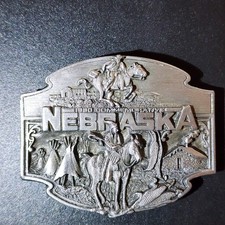 Vtg 1990 Nebraska Belt Buckle Limited Edition 611/1000 Siskiyou Western Cowboy