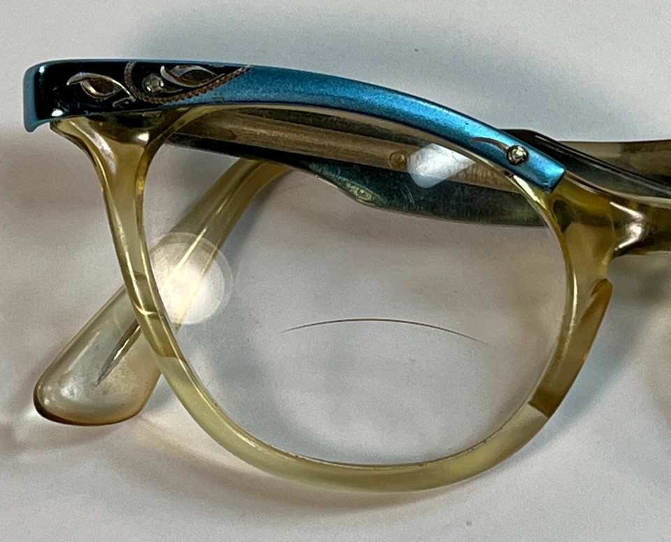 Monturas de gafas acrílicas Moonglow ojo de gato de colección de los años 50 con pedrería MCM Pinup Foto 3 de 4