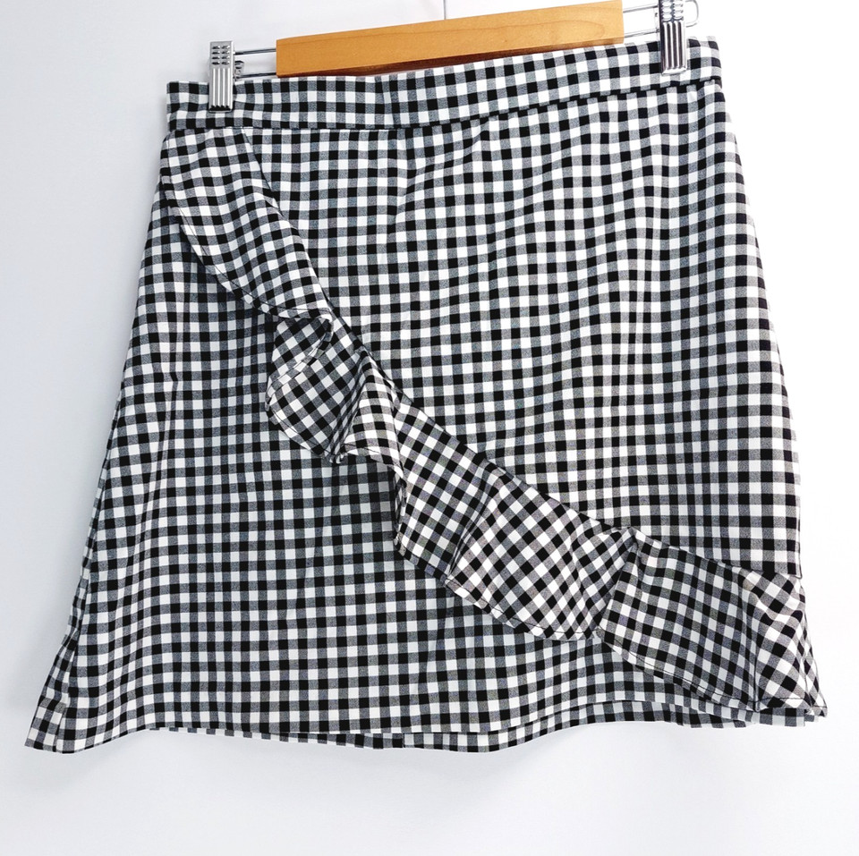 Pimkie A-Line Skirt Womens Size 10 EU38 Black White Gingham Short Mini