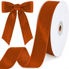 Orange Velvet Ribbon 10 Yards 1 Inch Christmas Tree Wreath Bows Gift Wrap Trim