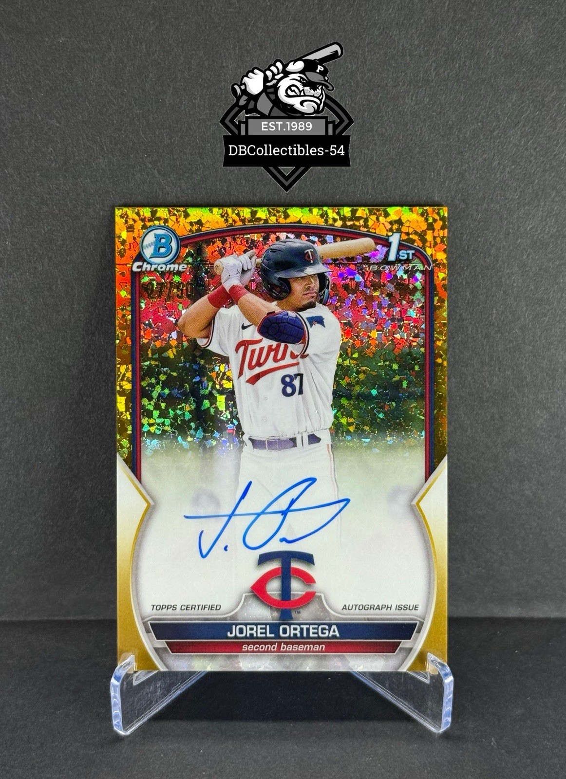 2023 Bowman Chrome Jorel Ortega 1st Gold Mini Diamond Auto 27/50 Minnesota Twins
