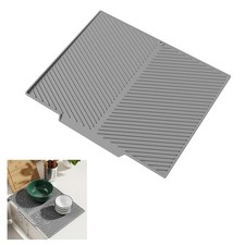 Silicone Dish Drying Mat for Kitchen Counter with 6.5" Built-in Drain Lip  H...